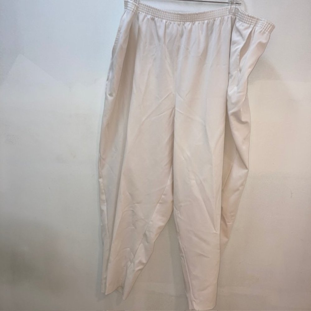 GOOD IMPRESSIONS WHITE ELASTIC PULL ON STRETCH PANTS PLUS 3X USA MADE
